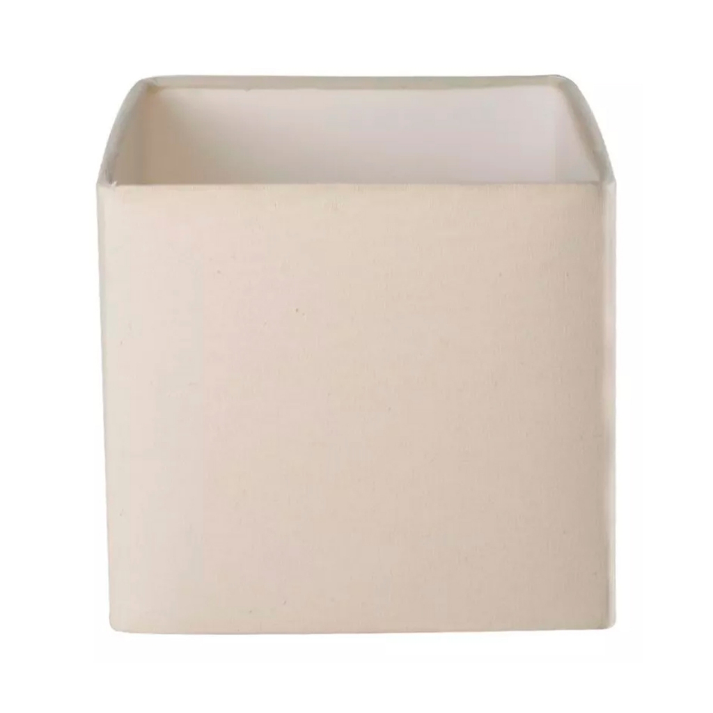 Cúpula Abajur luminária Quadrada 17x17x16cm Tecido Algodão soquete nacional E27 Ref 47 Cor bege preto branco