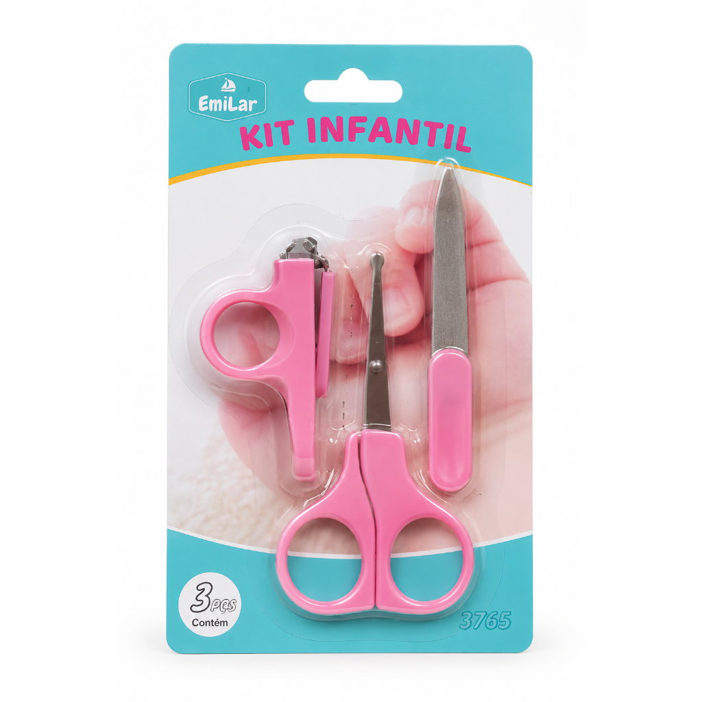 Kit Higiene Bebe TESOURA Unhas bebe  + CORTADOR + LIXA DE UNHA BEBÊ