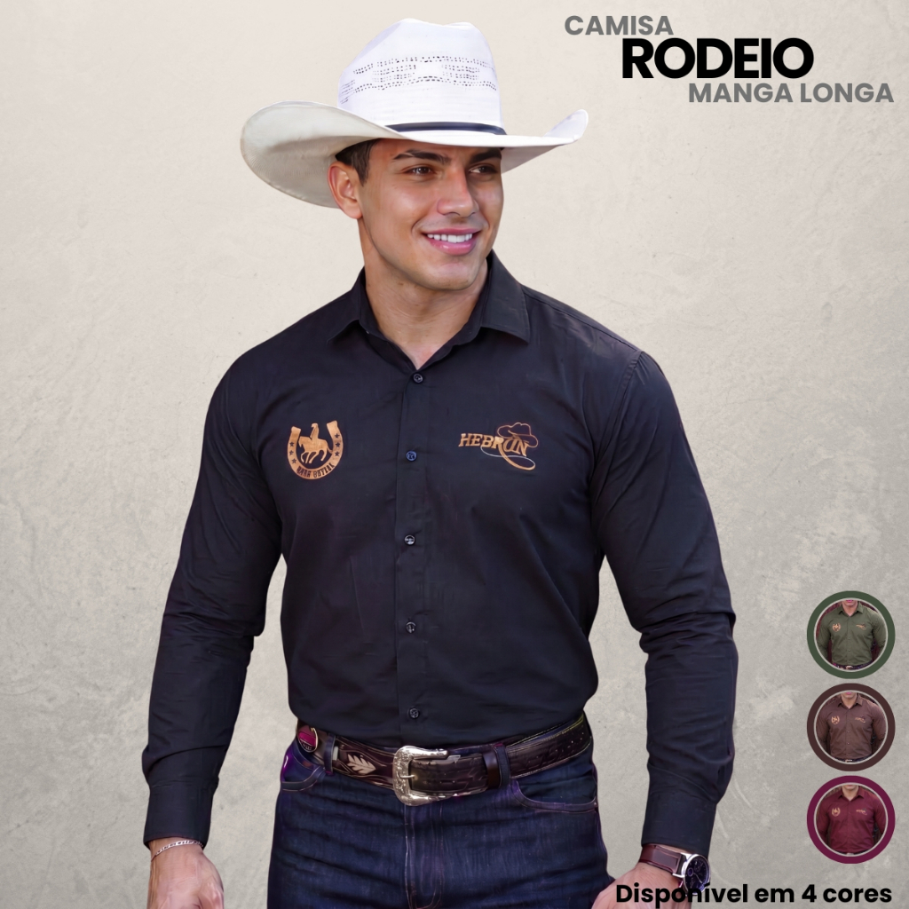 Camisa Country Masculina Rodeio Pecuaria Manga Longa Tecido Tricoline Algodão