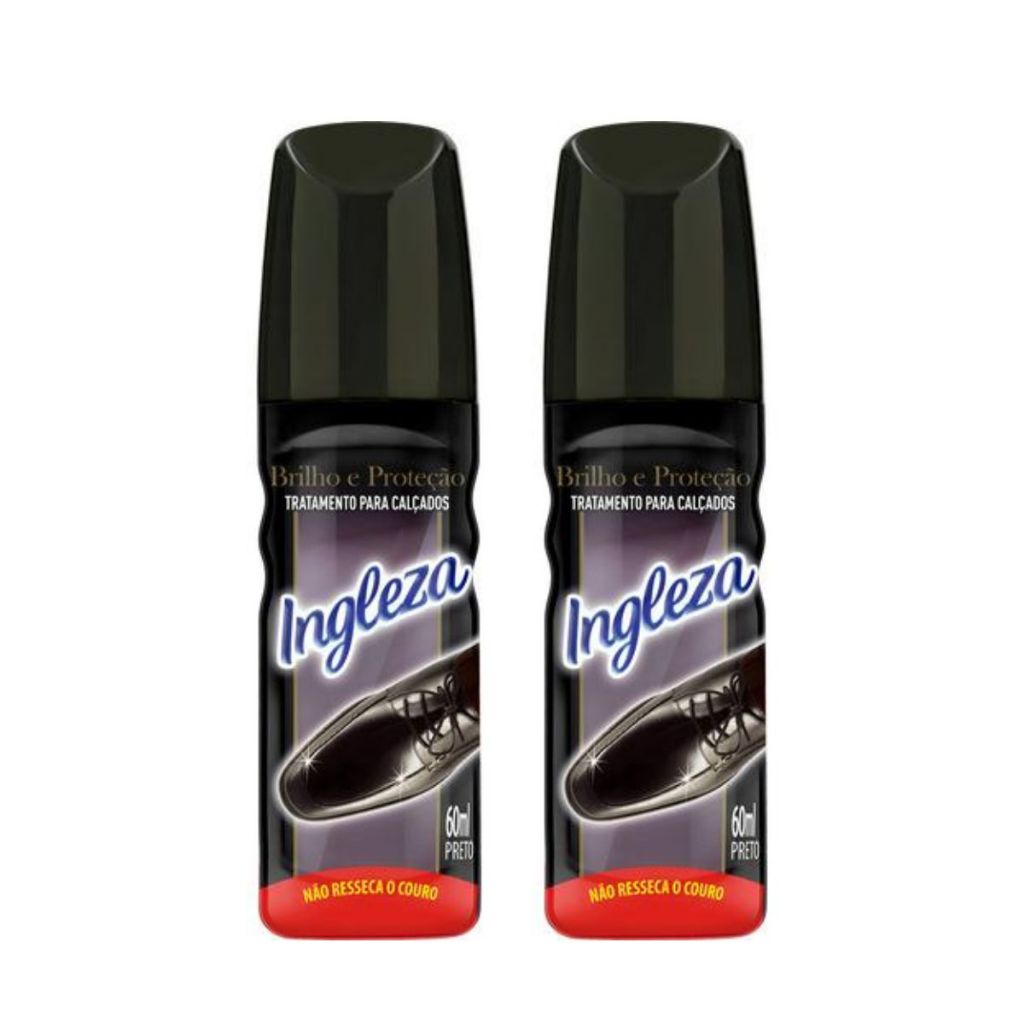 Kit 2un Cera Líquida Calçados Preto Ingleza 60ml