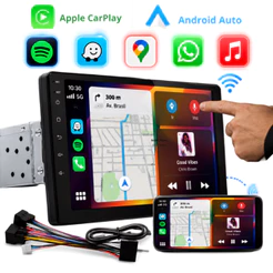 Central Multimídia CarPlay Sem Fio 1Din 7/9 Polegadas e Câmera de Ré
