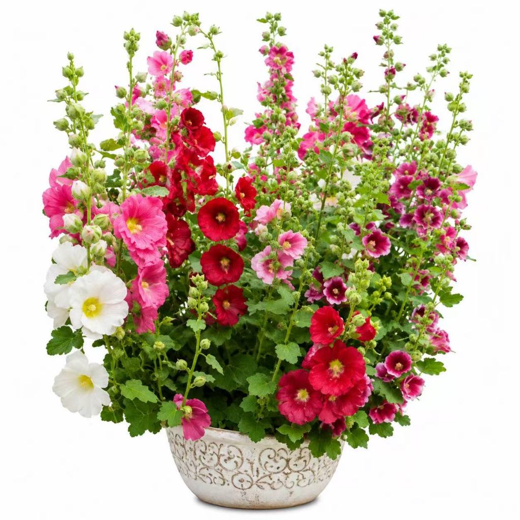 Fácil cultivo 30 sementes De Malva Rosa - Malvavisco - Alcea Rosea - Flor
