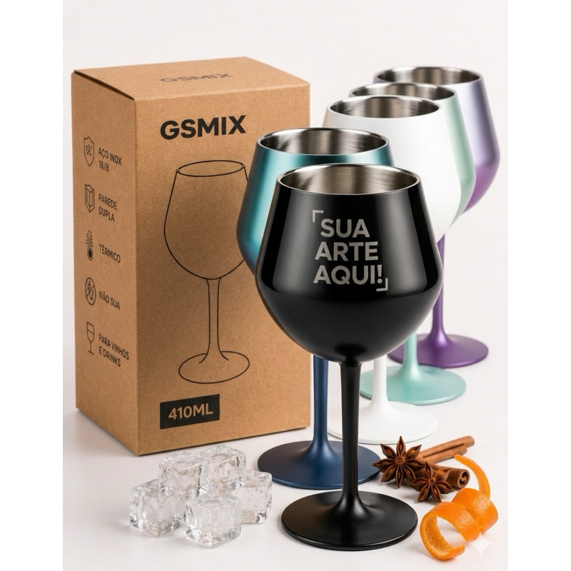 Copo Taça Térmica Personalizada Seu Nome Logo Prismática 410ml Presente Brinde Empresa