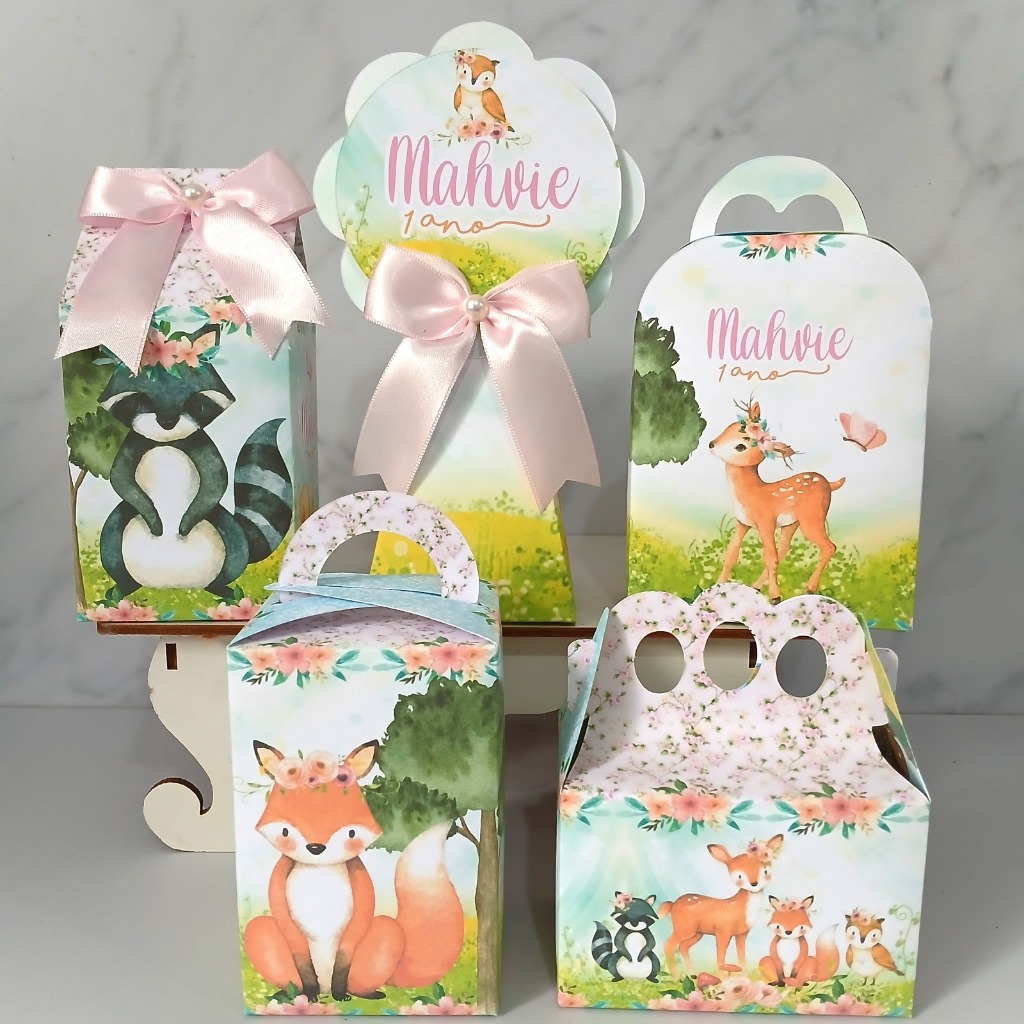 Kit Personalizados Bosque Encantado PEGUE E MONTE- Lembrancinha - Kit Festa Kit Caixa - Aniversário
