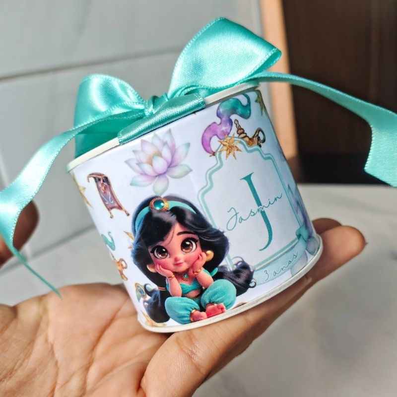 Kit mini tubolatas personalizadas princesa Jasmine baby Aladdin 5x6 - chá bebê, lembrancinhas maternidade, aniversário