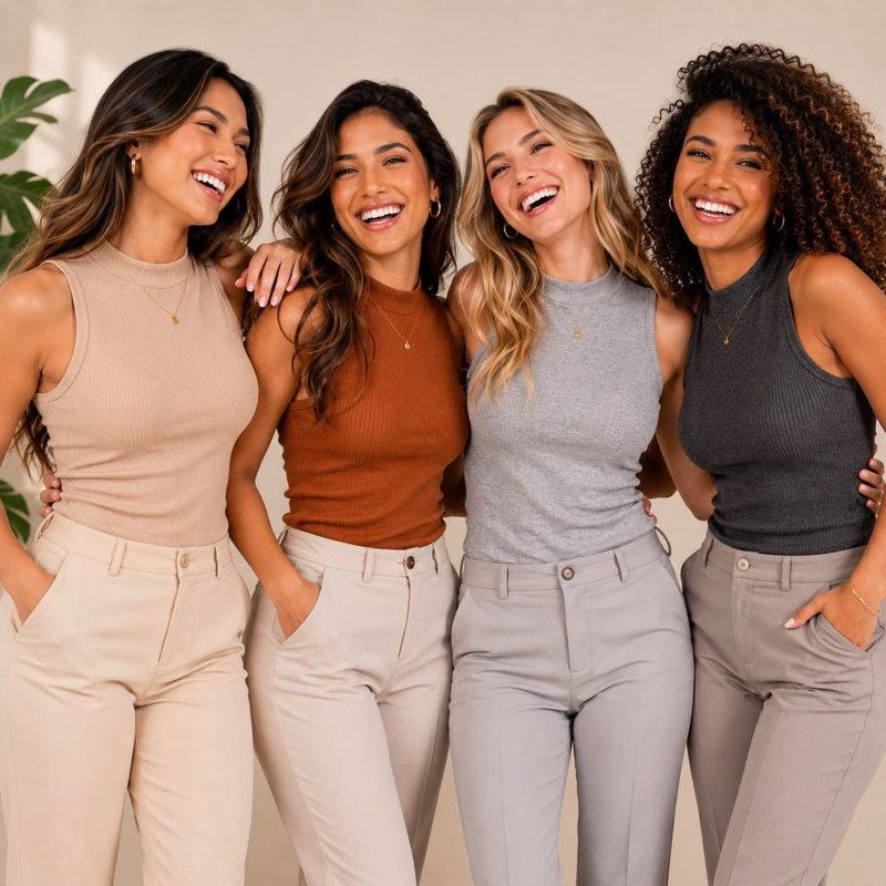 Kit 4 Regata De Gola Alta Canelada Básica Feminina Tendência 2026 Conforto E Estilo Para O Dia A Dia