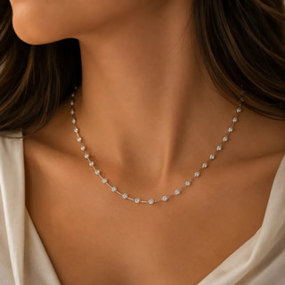 Colar Gargantilha Riviera Ouro Branco 18k Legítimo Com Certificado Colar de Luxo Feminino