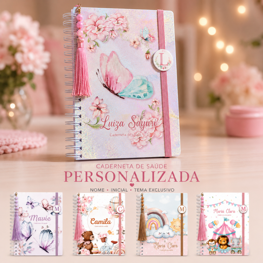 Caderneta de Vacinação Saúde Personalizada Bebê Infantil Nome Exclusivo Menina Atualizada Presente