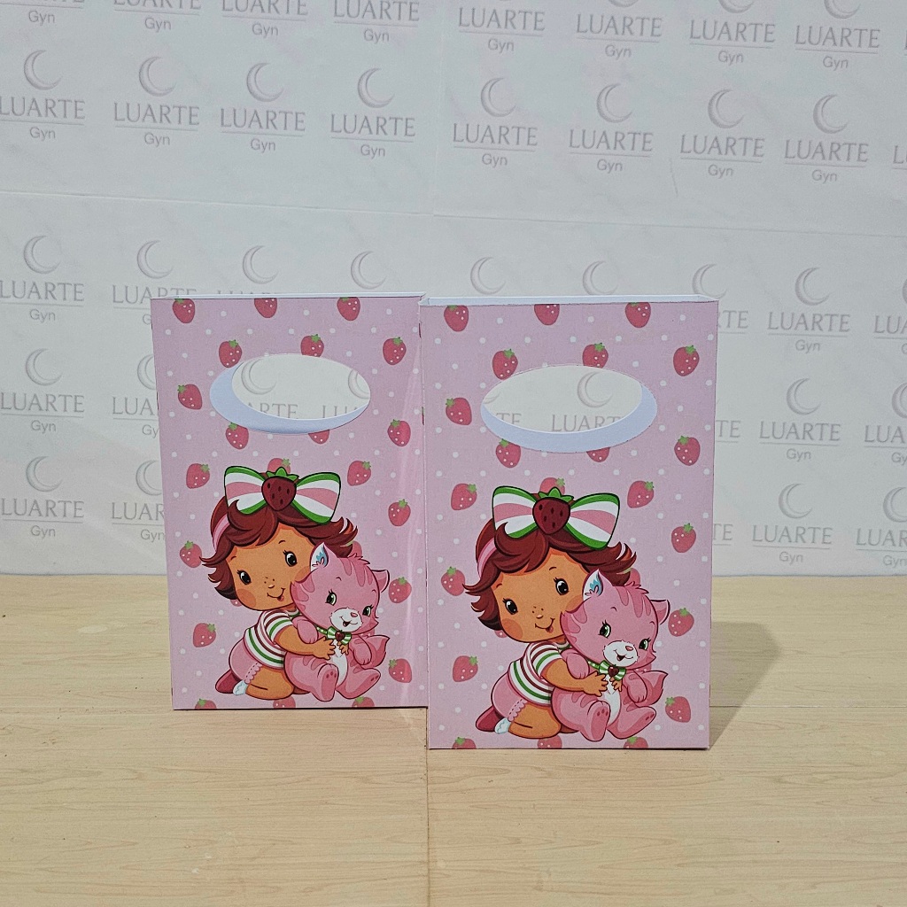 Sacolinhas Personalizadas Boca de Palhaço PEQUENA Moranguinho Baby Lembrancinha Infantil Decoração