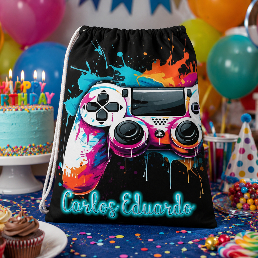 Kit Mochilinha Sacolinha Mochila Saco Sacochila Saquinho Lembrancinha Brinde Aniversario Personalizadas Controle Game