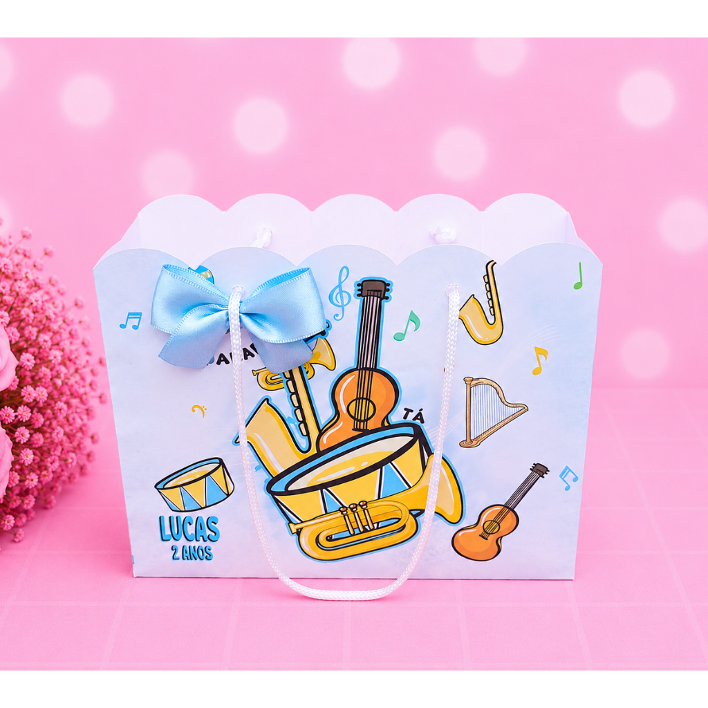 Sacolinha Música Kit Festa | Personalizados | Aniversários | Papelaria Personalizada | caixinhas | Lembrancinhas