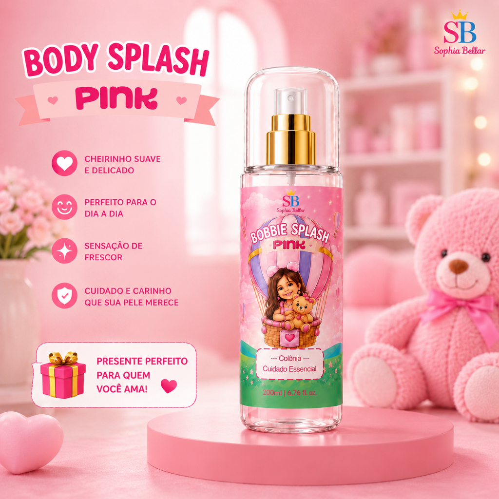 Body Splash Pink  Sophia Bellar – Colônia Infantil 200ml | Cheirinho Doce e Suave