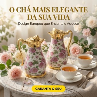 Garrafa Térmica Porcelana Floral Europeia Conjunto 2 Peças Luxo Premium