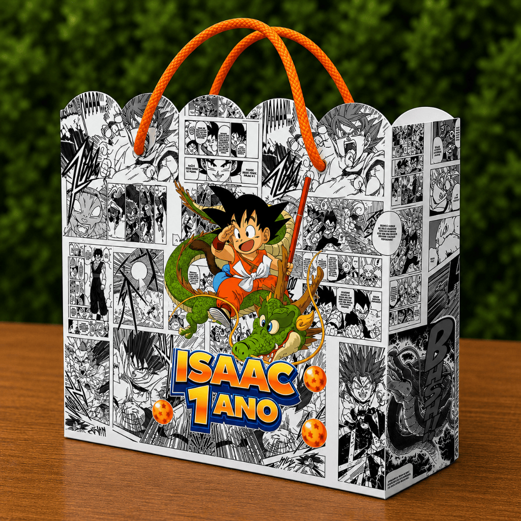Sacolinha Surpresa Personalizada Dragon Ball | Lembrancinha de Aniversário Infantil PEGUE E MONTE