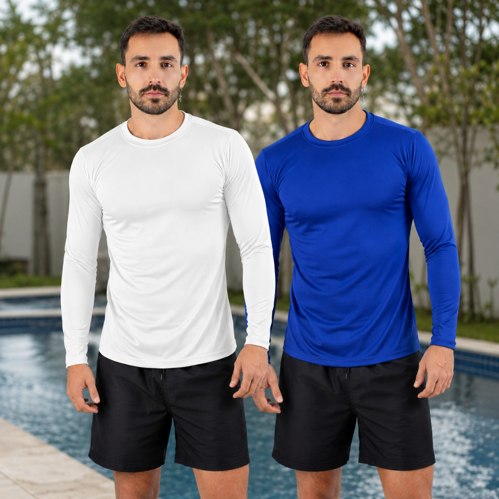 Kit 2 Camisa Térmica Segunda Pele Masculina UV50+ Manga Longa Blusa Academia Praia ciclismo Moto