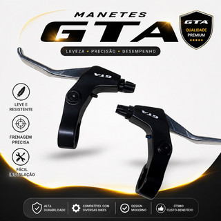 Par de Maçanetas de Freio GTA Alumínio 2 Dedos com Regulagem V-Brake e Freio a Disco MTB Bike