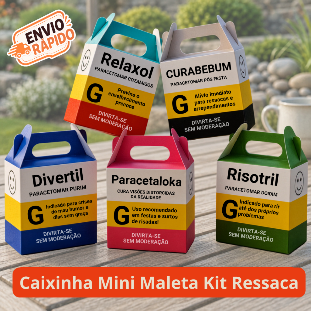 Caixinhas Kit Ressaca Mini Maleta Lembrancinhas Divertidas Casamento, Aniversário, Formatura