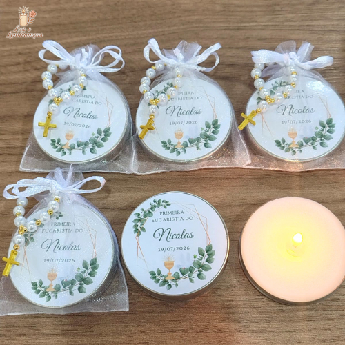 10 velas perfumadas personalizadas lembrancinhas de Primeira Eucaristia