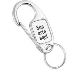 Kit 100 Chaveiro Mosquetão MS-05 - Personalizado com Sua Logo Frente e Verso - Resinado