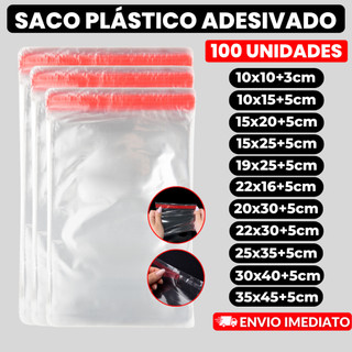 Embalagem Adesivada 100un Transparente Alta Qualidade Diversos Tamanhos Pp Uso Profissional