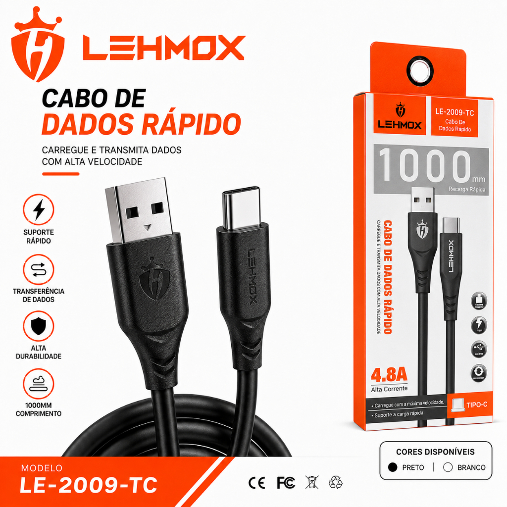 Cabo USB Tipo C Turbo Original Carga Rápida Reforçado Para Celular Xiaomi Samsung iPhone Android
