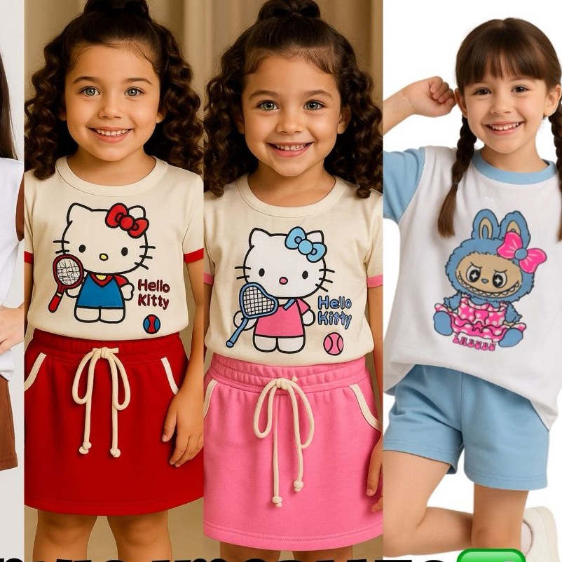 Conjunto Infantil Menina  Short Saia  E Blusinha Tendencia Looks Blogueirinha do 4 ao 12