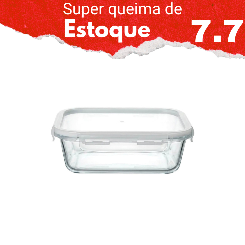 Pote Retangular 640ml com Tampa Hermética