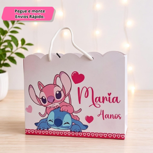 Sacolinhas Stitch e Angel Personalizada/ pegue e monte/ Festa Infatim/ lembrancinhas personalizadas/ KIT FESTA