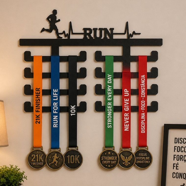 Porta Medalhas Esporte Corrida Futebol Bicicleta Troféus Decorativo Suporte Vazado 3D