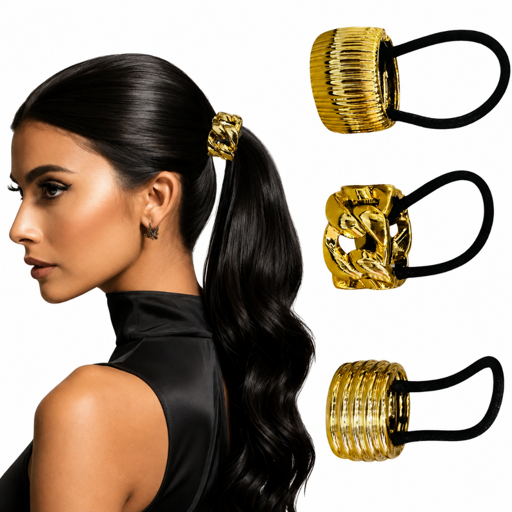 3 Peças Elástico Cabelo Capa Rabo Cavalo Sortidos