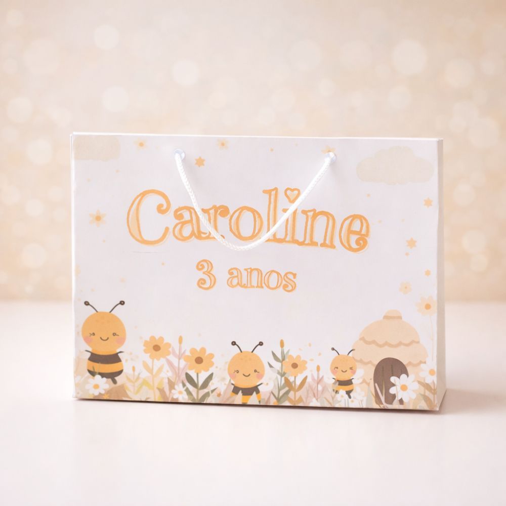 Kit Sacolinhas Personalizadas Abelhinha Pegue e Monte | Lembrancinha Festa Infantil Abelhinha