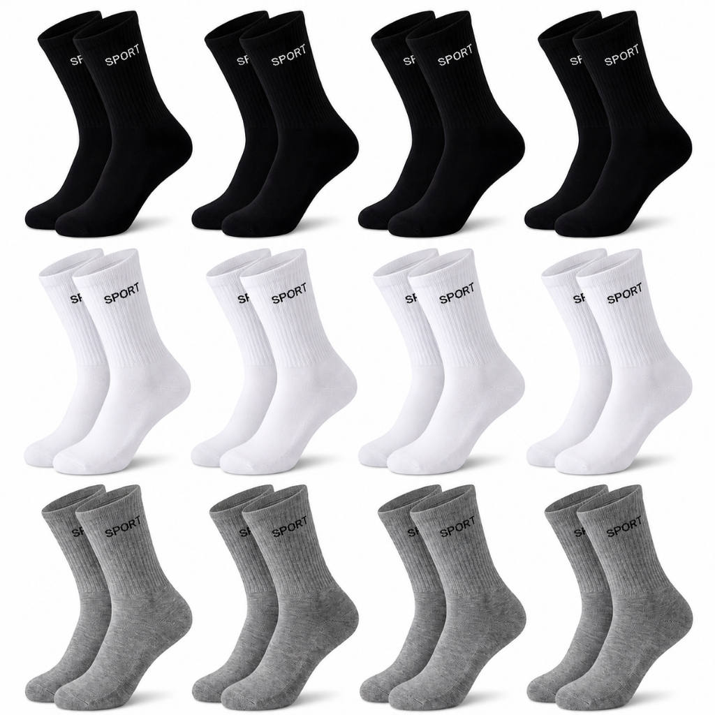 Kit ate 24 Pares Meias masculina SPORT Algodão cano alto/longo