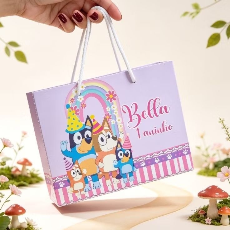 Sacolinha Bluey e Bingo Personalizada | Lembrancinha Infantil,mimo, sacolinha pegue e monte