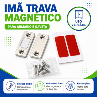 Imã Trava de Armário Porta Gaveta Magnético Sistema de Fechamento para Móveis