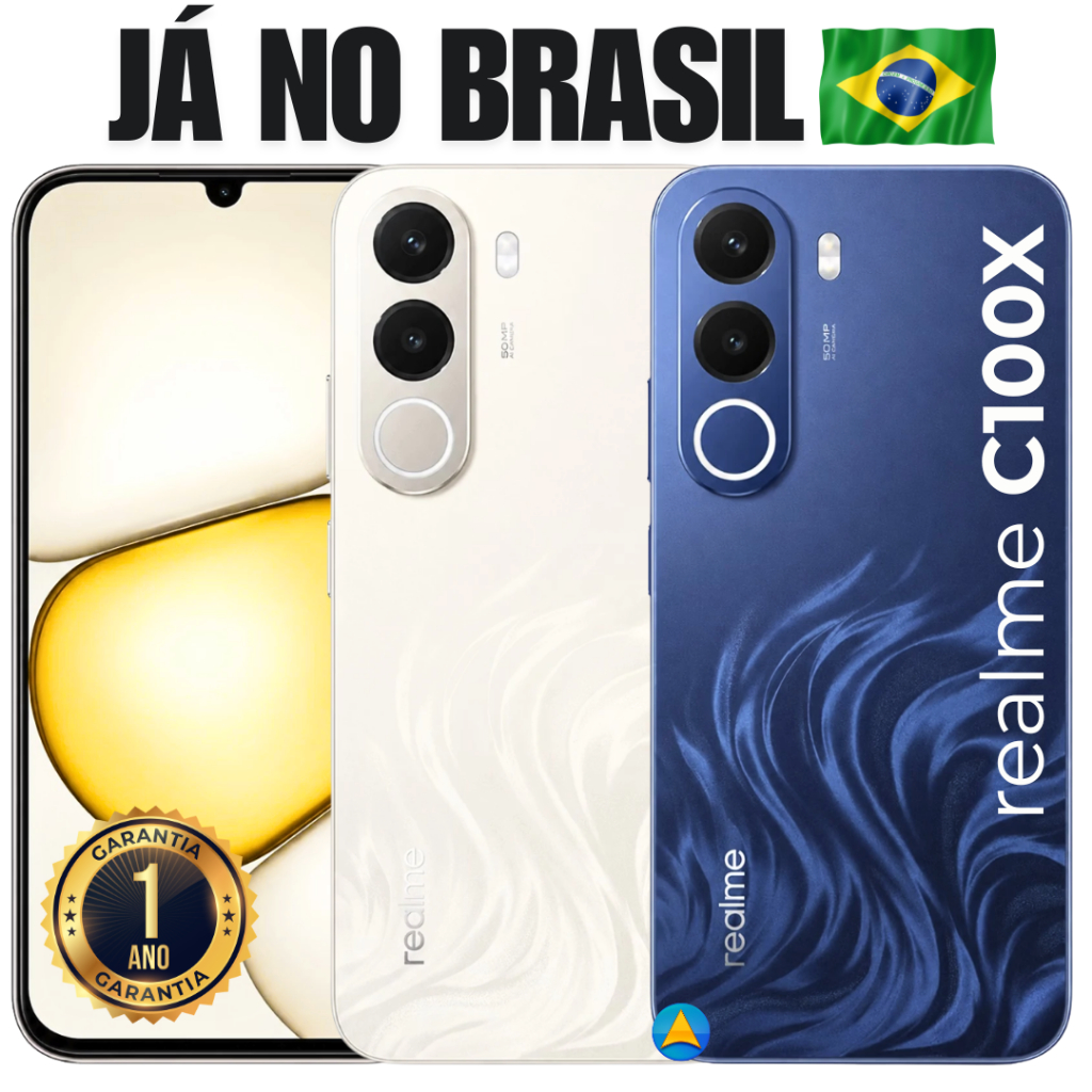 Novo Celular Smartphone Realme C100x com NFC 256GB + 8GB Ram ou 128GB + 4GB de Ram Dual SIM Tela 6.8" 4G