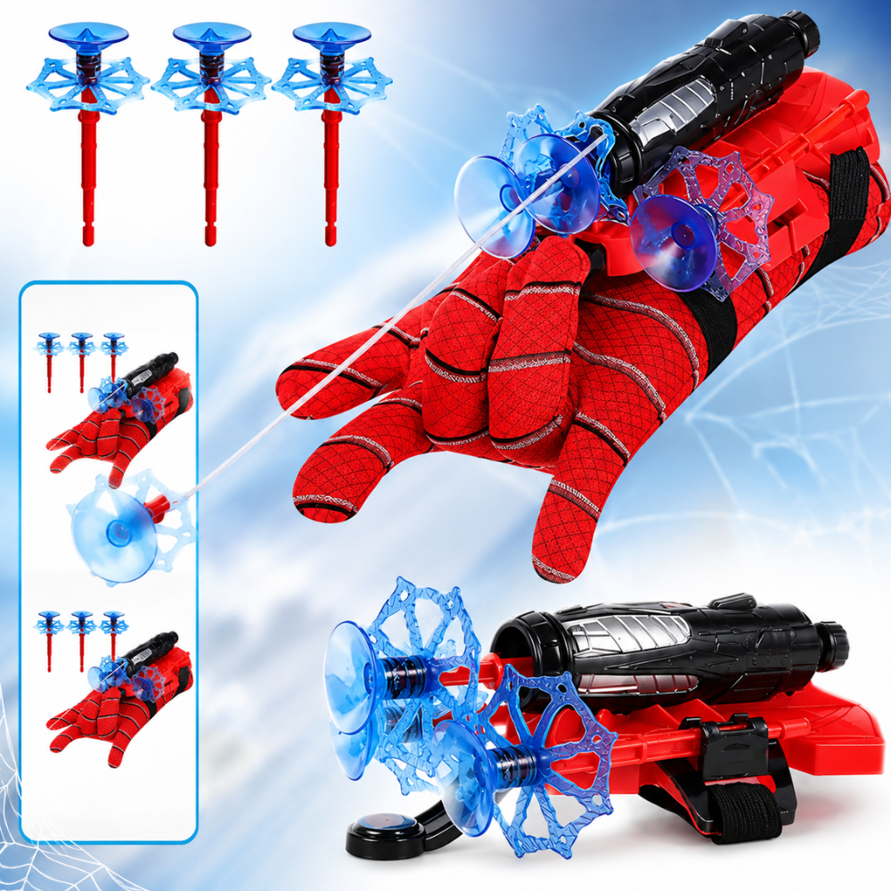 Kit Luva Lanca Teia Dardos Homem Aranha Brinquedo Infantil Spider