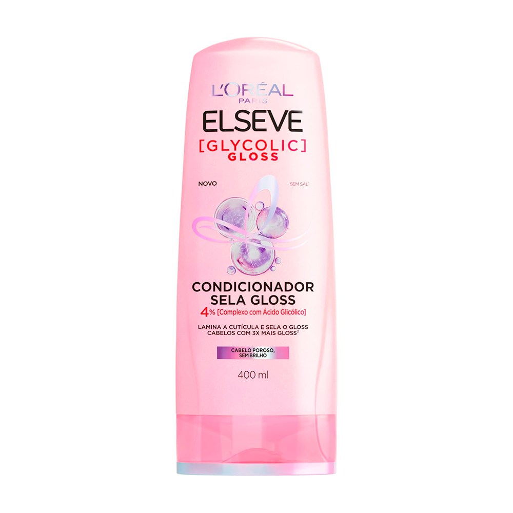 Imagem Condicionador Gloss, Contra Porosidade e Sela Cutículas, com Ácido Glicólico, Glycolic Gloss L'Oréal Paris Elseve, 400ml