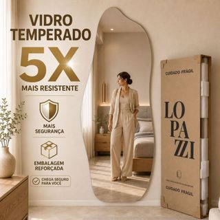 Espelho Rocco Orgânico Grande 150cm x 60cm 170cm x 70cm Decorativo Corpo Inteiro de Chão Quarto Sala Salão hall