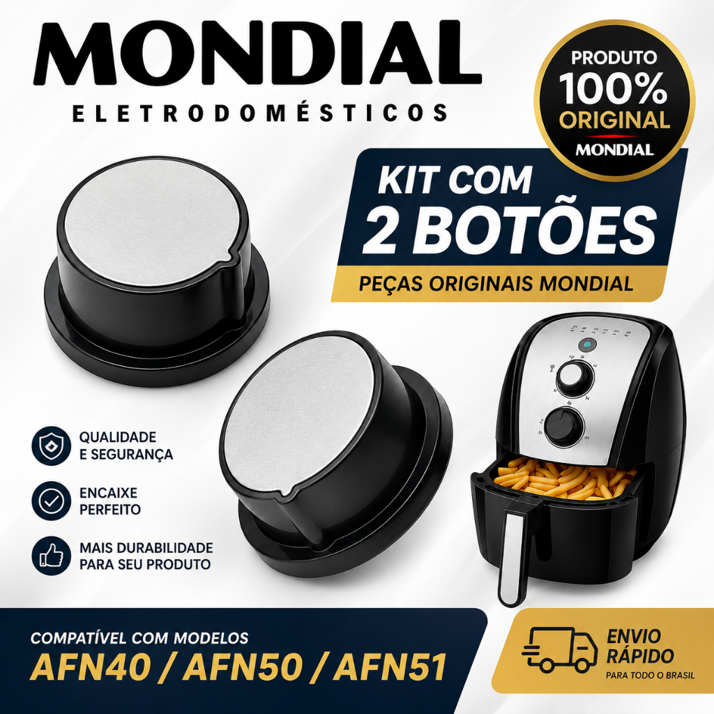 Kit 2 botões Panela Fritadeira Mondial para AirFryer AFN-40 / AFN-50 / AFN-51 / Timer Temperatura