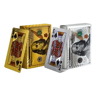 KIT 2 Baralhos Dollar Dourado Prateado Poker Cartas Jogos Prova D'agua