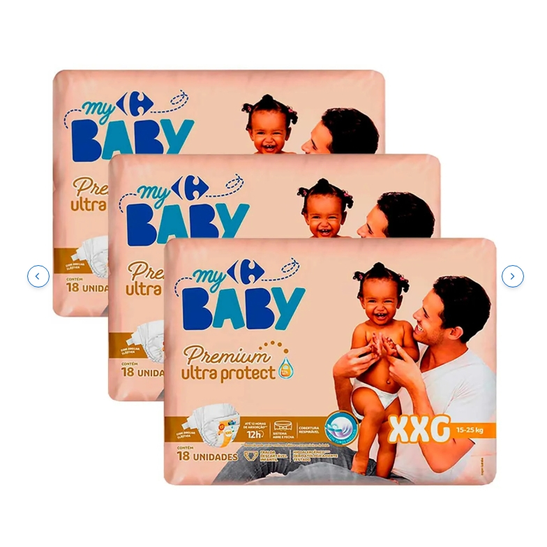 Fralda Carrefour My Baby XXG Soft & Protect - 18 Unidades