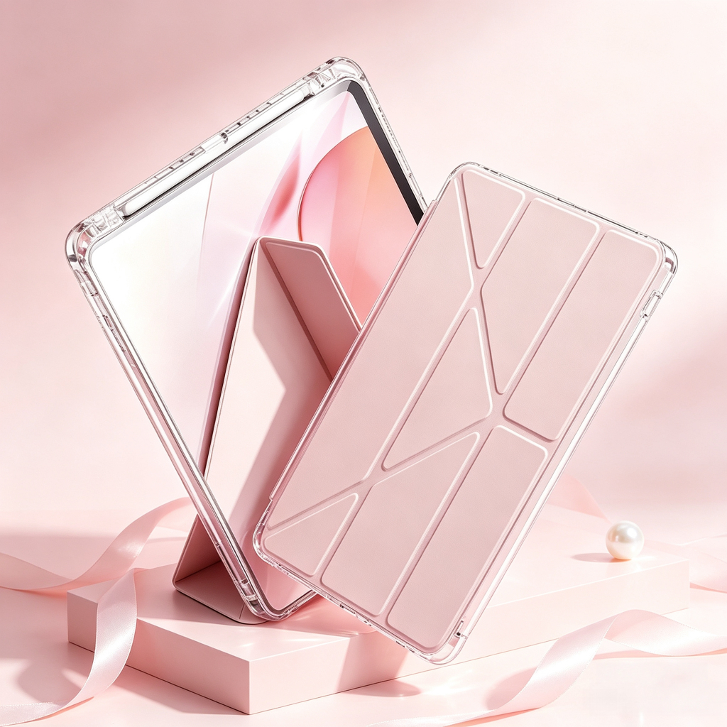Capa Transparente Acrílica Compatível com iPad 5 -11 (A16) e iPad Air com Suporte Dobrável + Porta caneta
