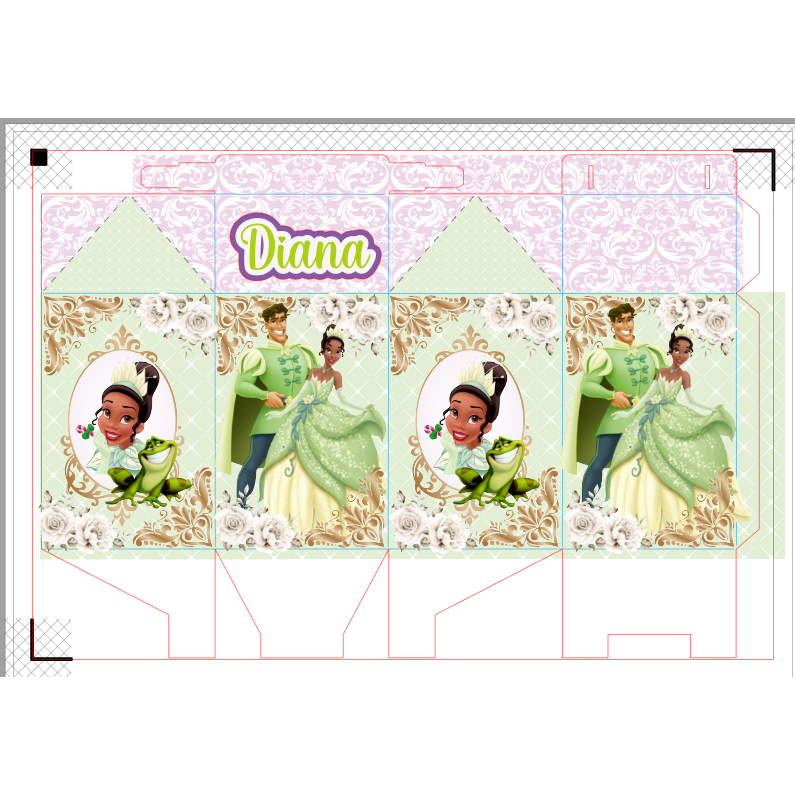 Kit 10 Lembrancinhas Personalizadas Caixinha Modelo Milk Tema Princesa Tiana e o Sapo Festa Infantil Envio Imediato