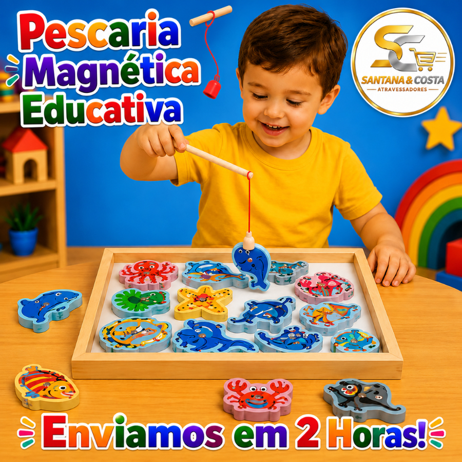 Brinquedo Educativo​​ Magnético de Madeira Montessori Jogo Infantil Brinquedos de Criança e Coordenação Motora Bebê