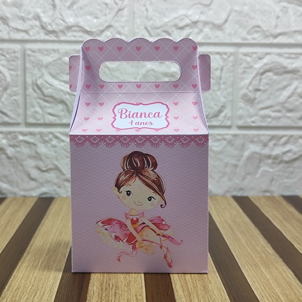 Caixa maletinha personalizada Bailarina 2 lembrancinha surpresa aniversário infantil PEGUE E MONTE