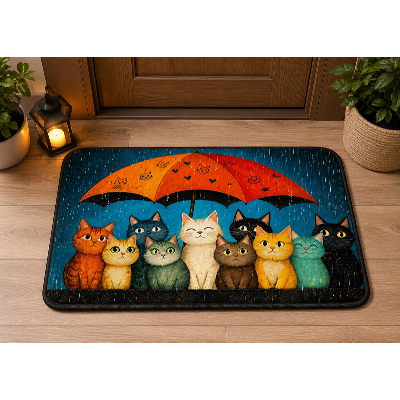 Tapete de Entrada Antiderrapante Gato Gatinhos 70x50