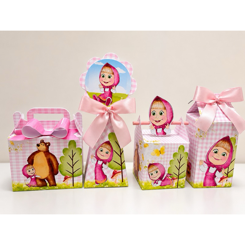 Até 50 Caixas Personalizadas Masha e o Urso lembrancinha Kit Festa