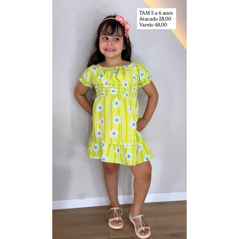 Vestido Infantil Menina 5 Anos Estampado Sortido Roupa Feminina Infantil Casual