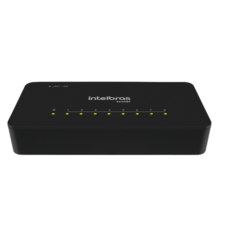 Switch Intelbras S1108F 8 Portas Fast Ethernet 10/100Mbps Não Gerenciável Rede LAN PoE Passivo