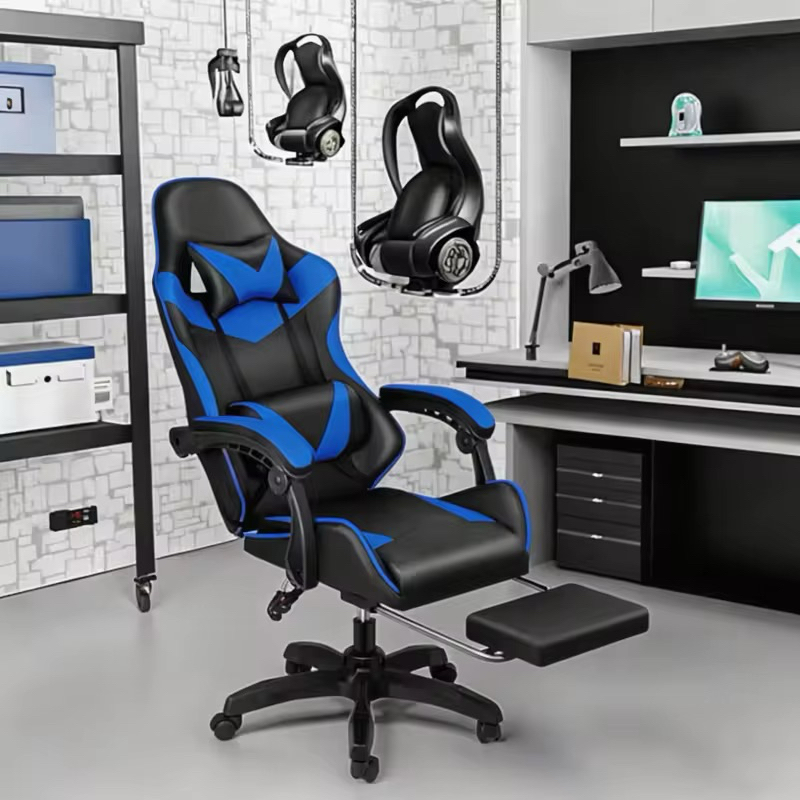 Cadeira Gamer Escritório Giratória Ergonômica Em Couro Encosto Regulável Com apoio Para Pés — imagem 2 de 2